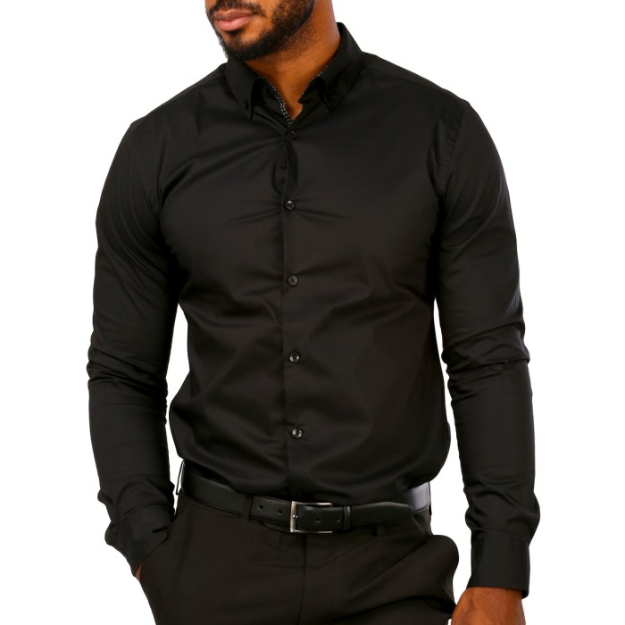 Mens black slim dress shirt