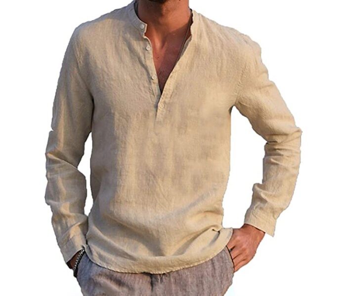 V-neck dress shirt men