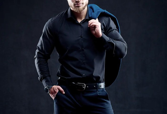 Mens black slim dress shirt