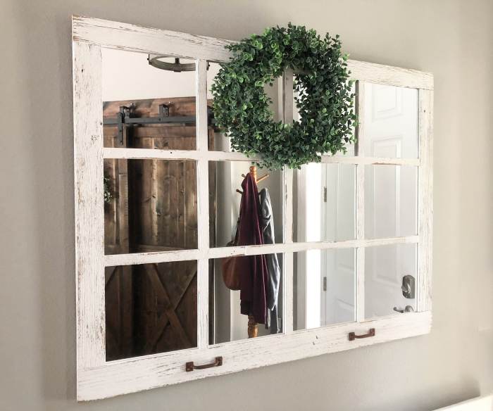 How to decorate a window pane mirror