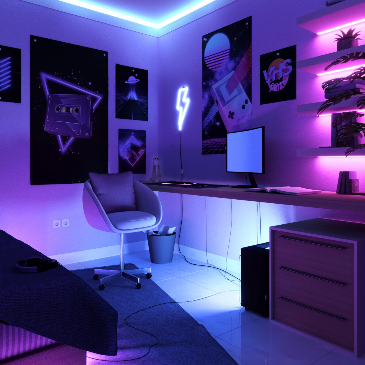 How to decorate room retrowave style