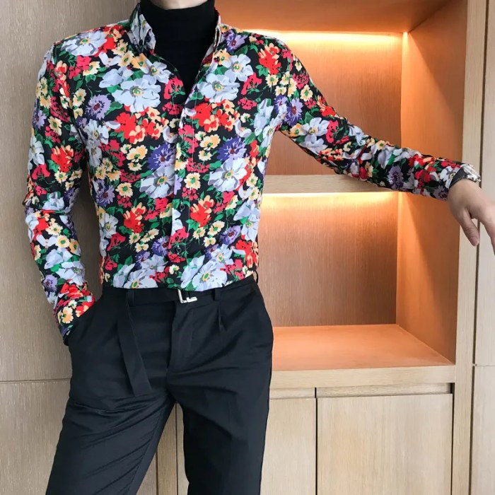 Flower dress shirt mens