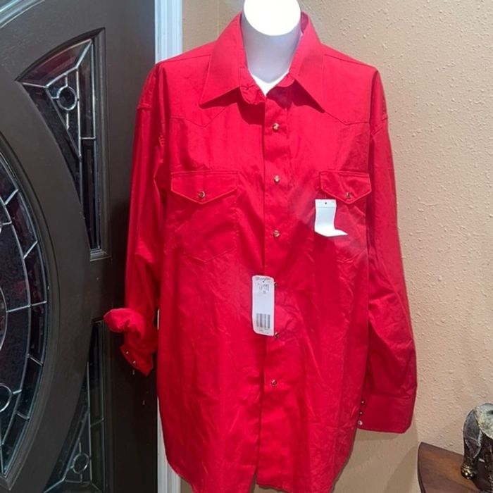 Men's red button up dress shirt