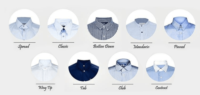 Men's dress shirt collar types