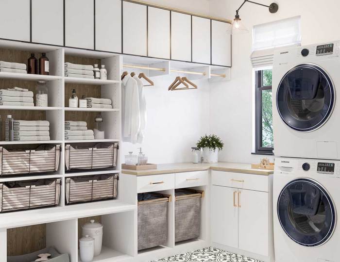 Desain interior laundry kiloan minimalis